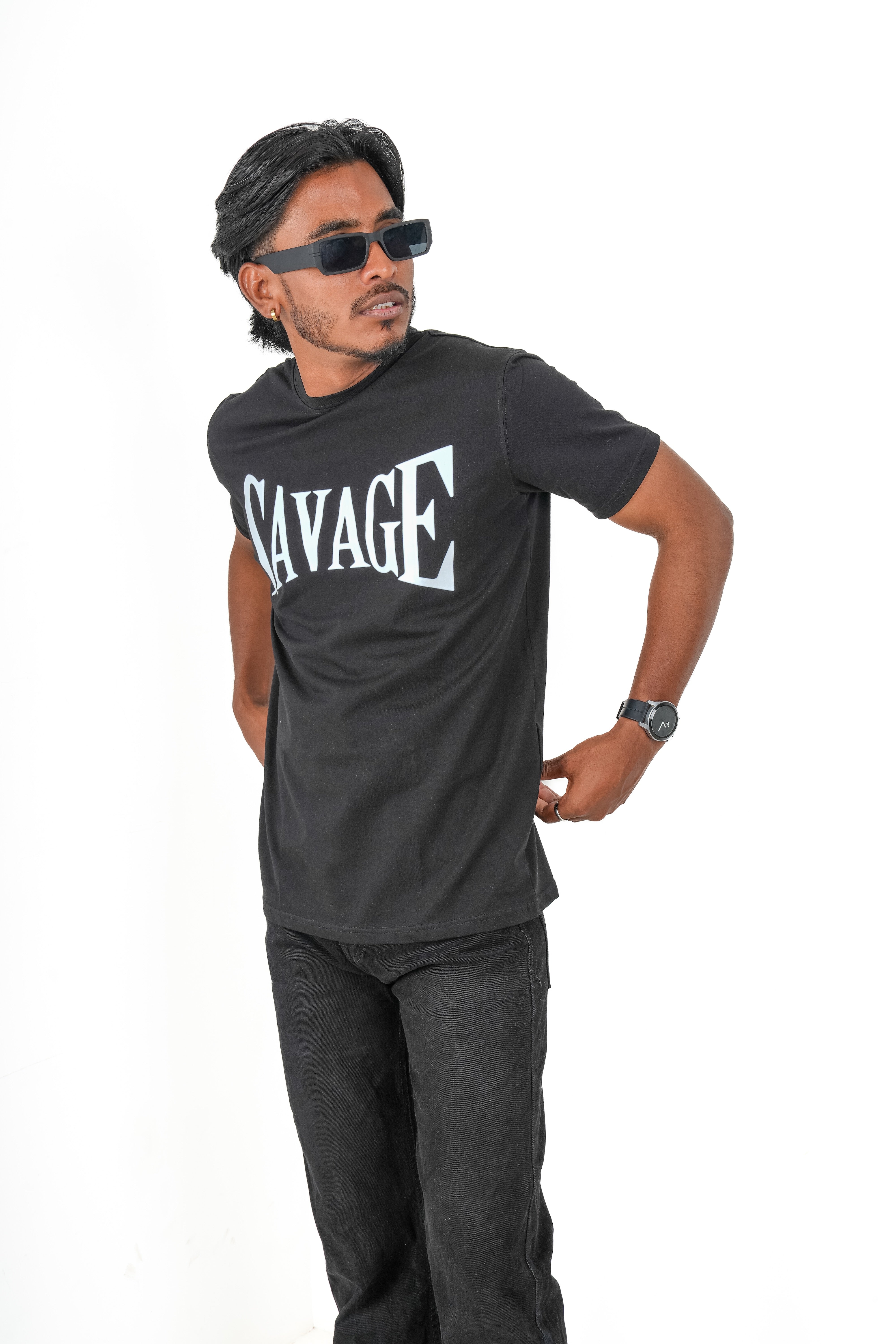 Dumbbers Original Cotton Lycra Premium T-Shirt // Savage // Black